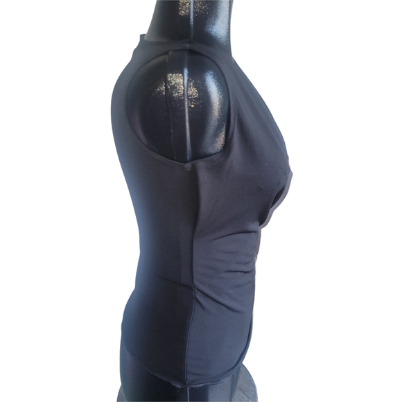 BCX Black Sleeveless Wrap Top with Beaded Detailing S - Picture 4 of 7